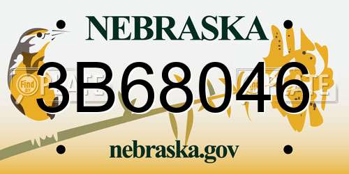 3B68046 Nebraska License Plate