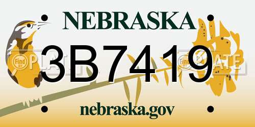 3B7419 Nebraska License Plate