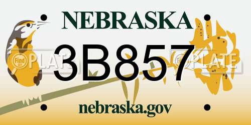 3B857 Nebraska License Plate
