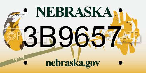 3B9657 Nebraska License Plate