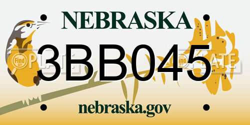 3BB045 Nebraska License Plate