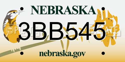 3BB545 Nebraska License Plate
