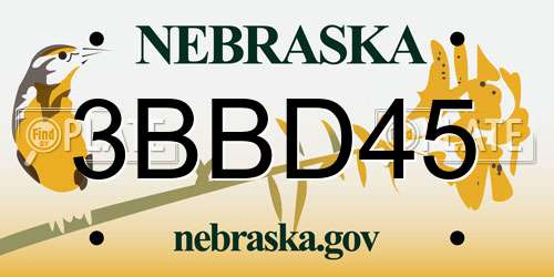 3BBD45 Nebraska License Plate