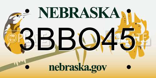 3BBO45 Nebraska License Plate