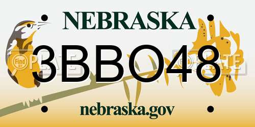 3BBO48 Nebraska License Plate