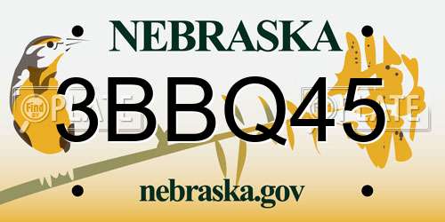 3BBQ45 Nebraska License Plate