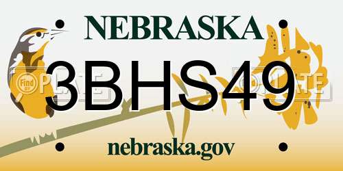 3BHS49 Nebraska License Plate