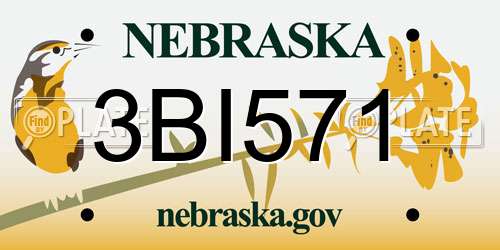 3BI571 Nebraska License Plate
