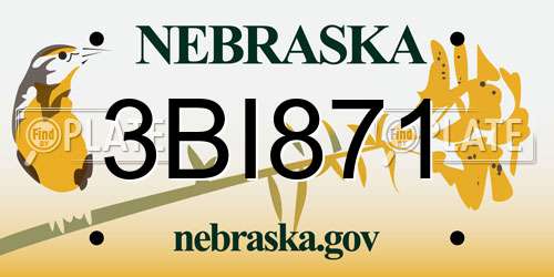 3BI871 Nebraska License Plate