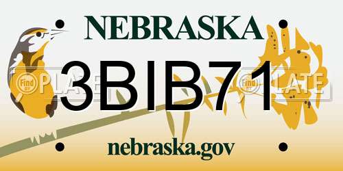3BIB71 Nebraska License Plate