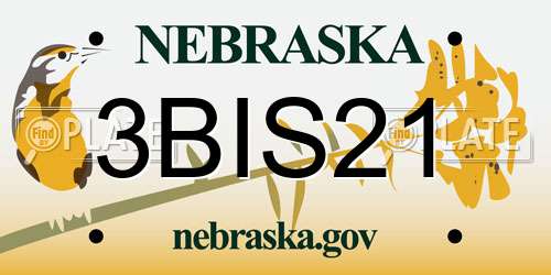 3BIS21 Nebraska License Plate