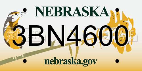 3BN4600 Nebraska License Plate