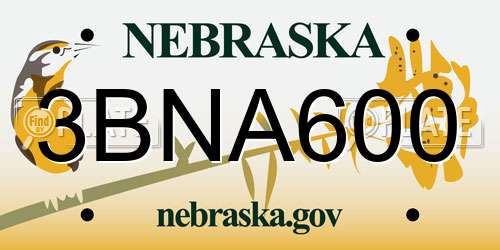 3BNA600 Nebraska License Plate