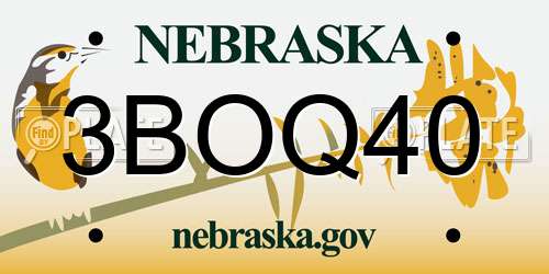 3BOQ40 Nebraska License Plate