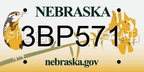 3BP571 Nebraska License Plate