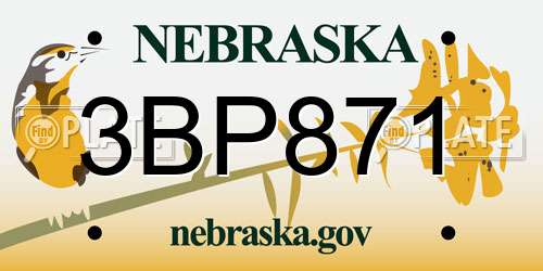 3BP871 Nebraska License Plate