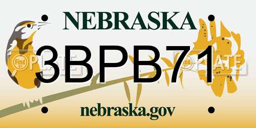 3BPB71 Nebraska License Plate