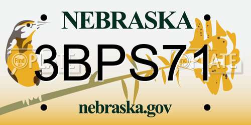 3BPS71 Nebraska License Plate