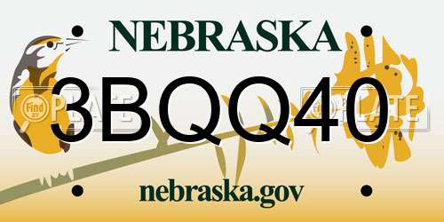 3BQQ40 Nebraska License Plate