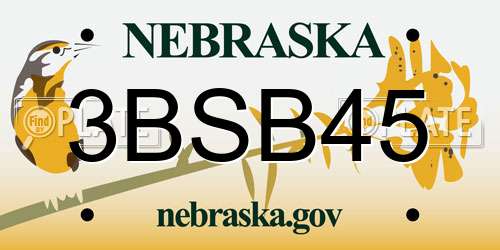 3BSB45 Nebraska License Plate
