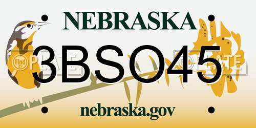 3BSO45 Nebraska License Plate