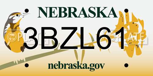3BZL61 Nebraska License Plate