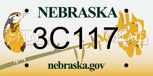 3C117 Nebraska License Plate
