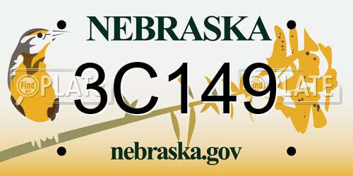 3C149 Nebraska License Plate