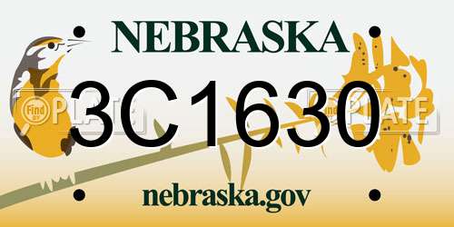 3C1630 Nebraska License Plate