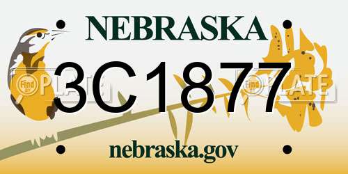 3C1877 Nebraska License Plate