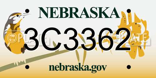 3C3362 Nebraska License Plate