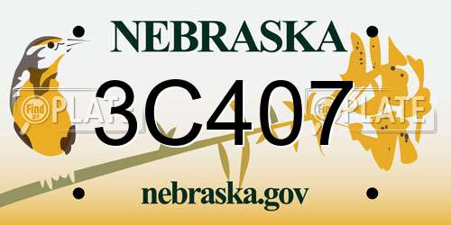 3C407 Nebraska License Plate