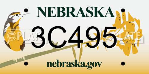 3C495 Nebraska License Plate