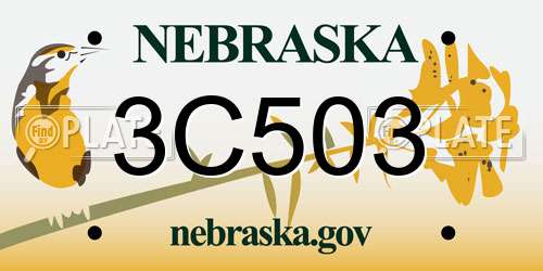 3C503 Nebraska License Plate