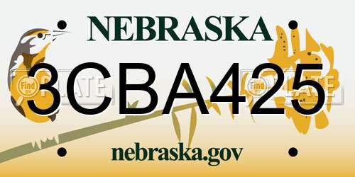 3CBA425 Nebraska License Plate
