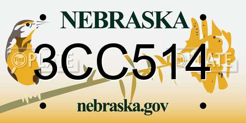 3CC514 Nebraska License Plate