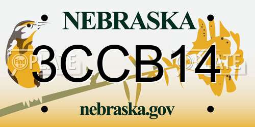 3CCB14 Nebraska License Plate