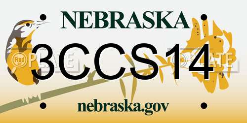 3CCS14 Nebraska License Plate