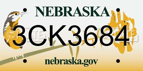 3CK3684 Nebraska License Plate