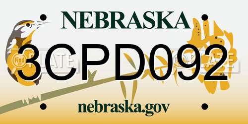 3CPD092 Nebraska License Plate