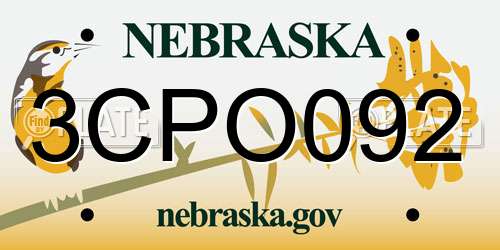 3CPO092 Nebraska License Plate