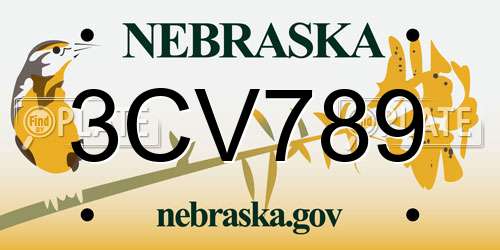 3CV789 Nebraska License Plate