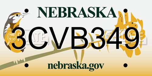 3CVB349 Nebraska License Plate