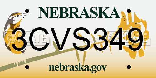 3CVS349 Nebraska License Plate
