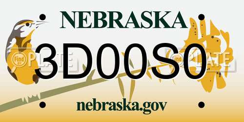 3D00S0 Nebraska License Plate