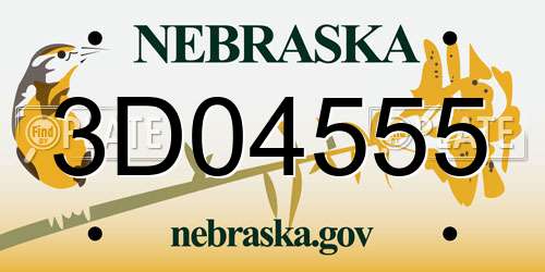 3D04555 Nebraska License Plate