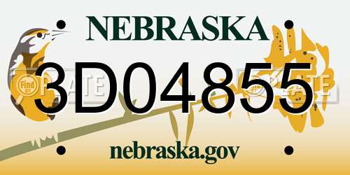 3D04855 Nebraska License Plate
