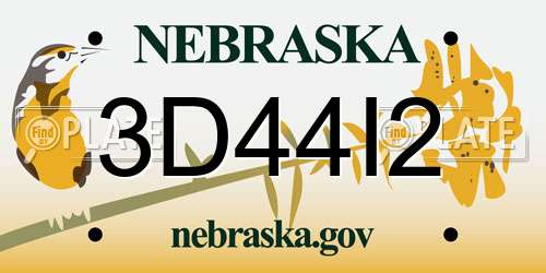 3D44I2 Nebraska License Plate