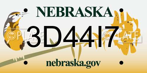 3D44I7 Nebraska License Plate