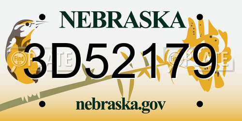 3D52179 Nebraska License Plate